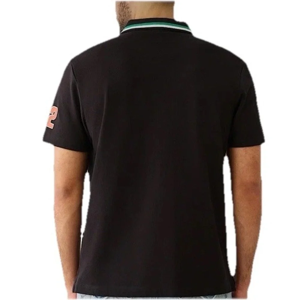 True Religion Buddha Polo‎ Shirt Men Size XL Black Graphic